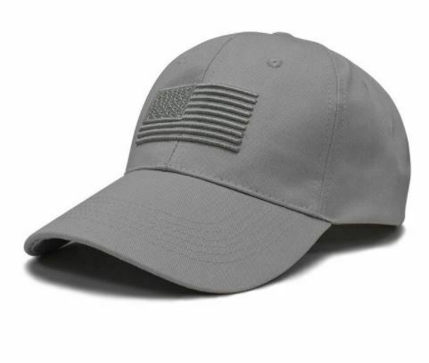 Grey American Flag Embroidered Baseball Cap