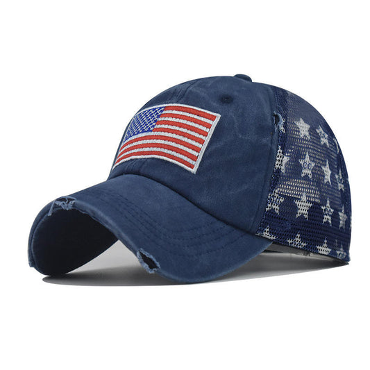 Blue American Flag Trucker Cap with Stars