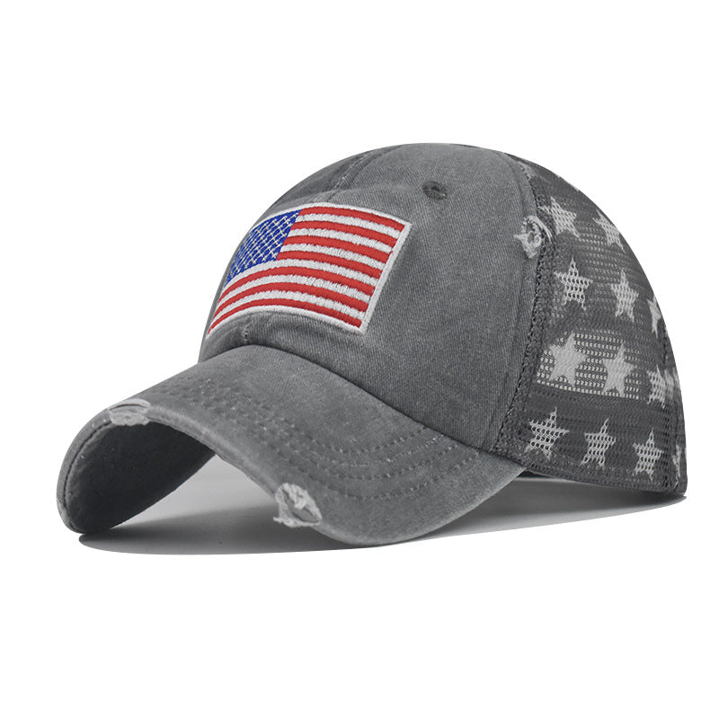 Red American Flag Trucker Cap with Stars