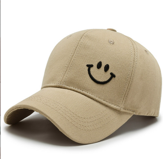 Smiley Face Beige Baseball Cap