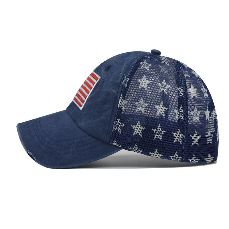 Red American Flag Trucker Cap with Stars