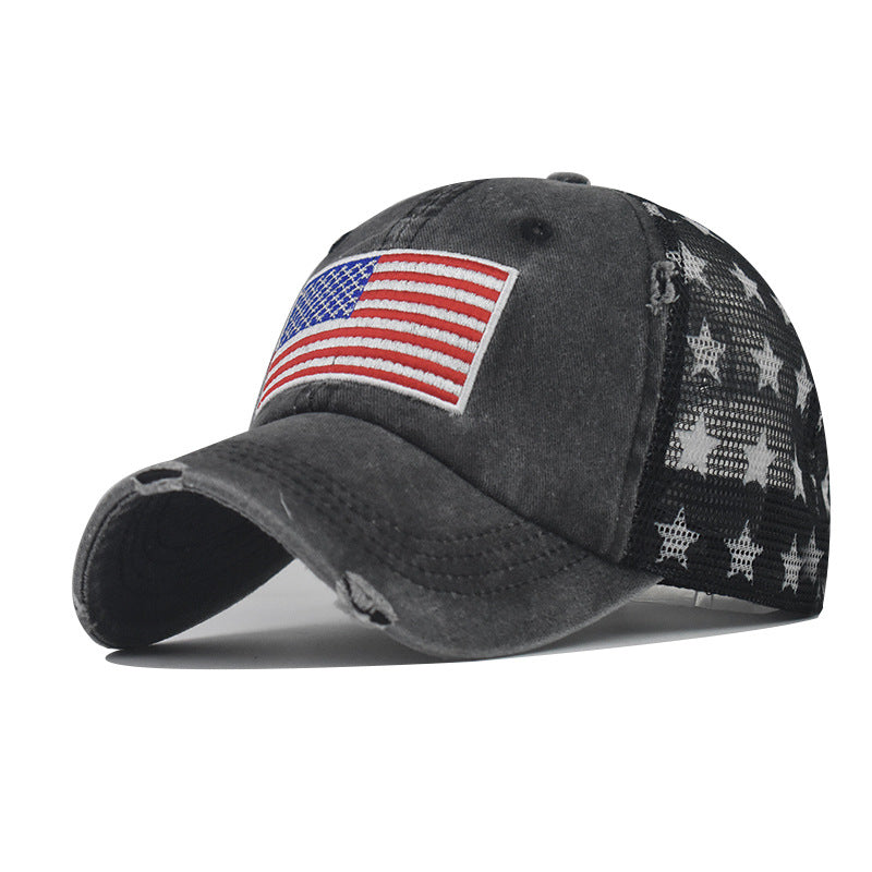 Red American Flag Trucker Cap with Stars