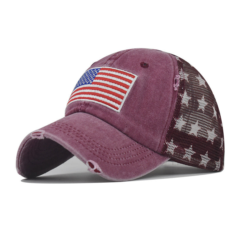 Red American Flag Trucker Cap with Stars – SyriosGifts.com