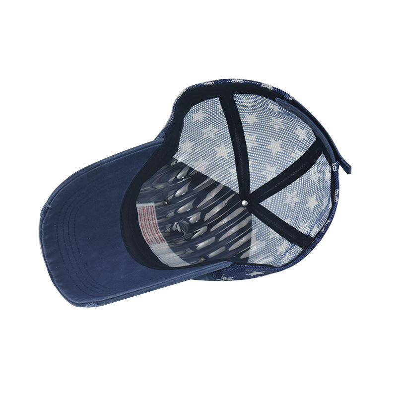 Red American Flag Trucker Cap with Stars