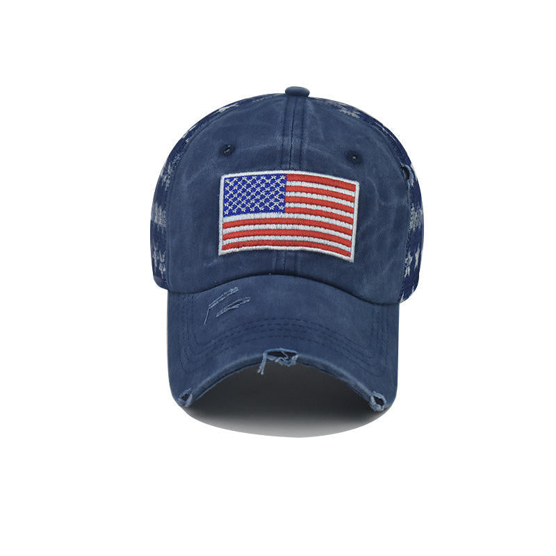 Red American Flag Trucker Cap with Stars