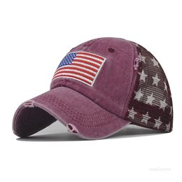 Red American Flag Trucker Cap with Stars